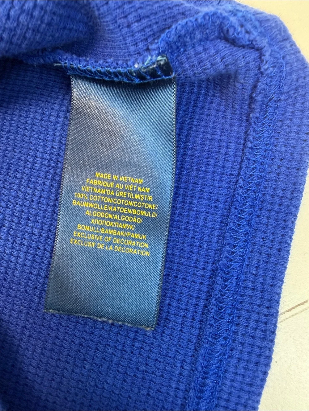 Polo by Ralph Lauren Royal Blue Long-Sleeve Waffle Knit Tee with Red Pony